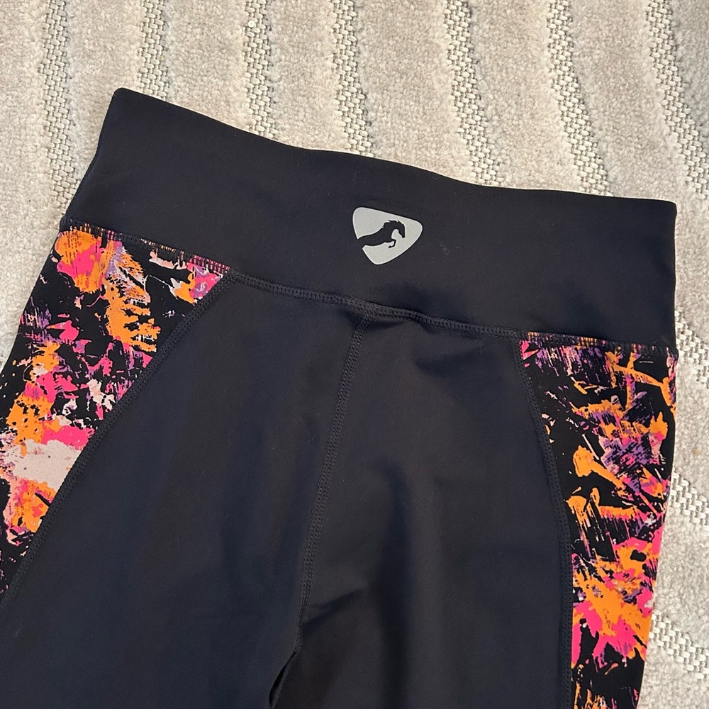 NWT Aubrion Equestrian Logan Riding Tights Black Multicolor - S